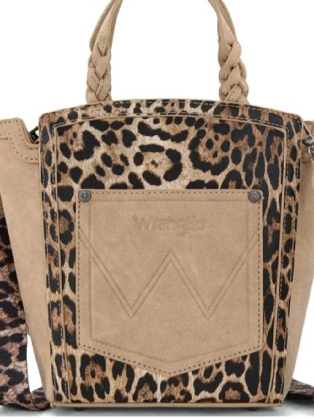 Wrangler Leopard Print Tote Crossbody Tan NWT